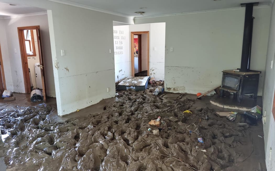A significant level of mud in a property in Waiohiki on Saturday.