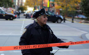 Security forces cordon off the area of the truck attack.