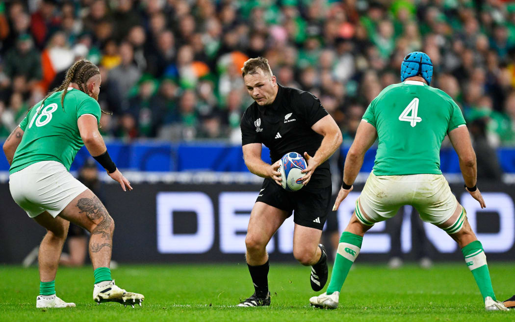 Sam Cane during the Quarter Final match Ireland v New Zealand All Blacks at the Rugby World Cup France 2023. Stade de France, Saint-Denis, France on Saturday 14 October 2023. Photo credit: Andrew Cornaga / www.photosport.nz