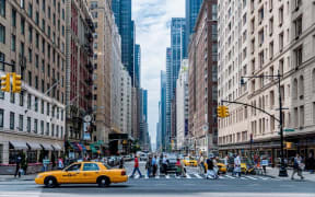 Busy New York City Street scene