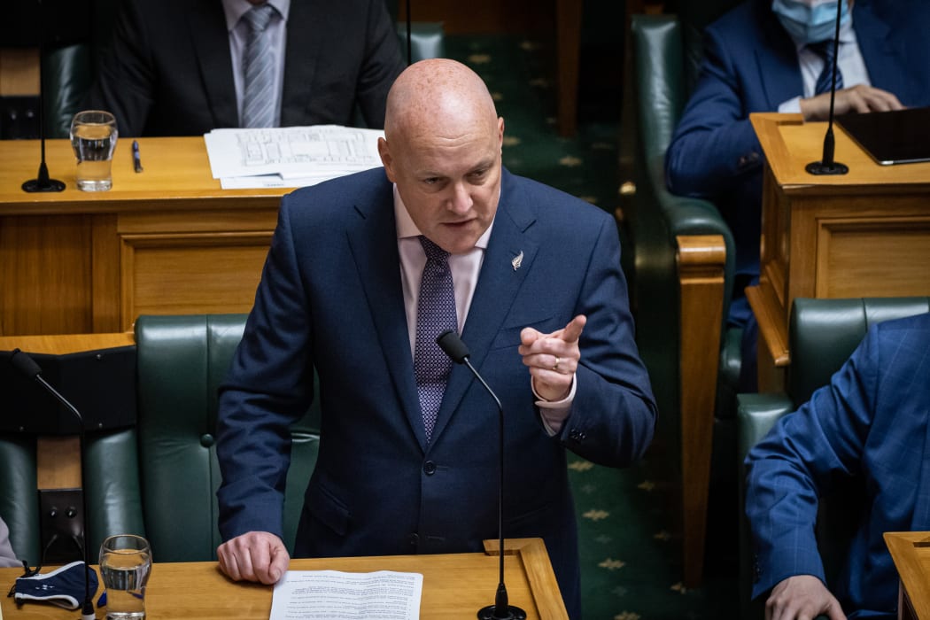 Christopher Luxon points during the adjournment debate