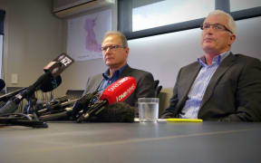 Acting CEO Tony King left and board chair Andy Coupe.