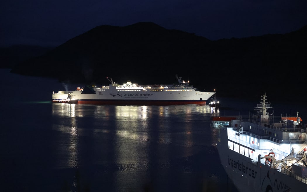 The Aratere limps back to dock in Picton after being grounded on Friday night.