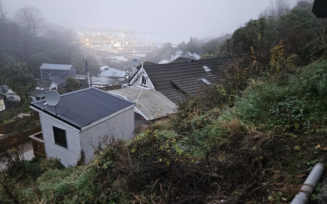 Two Lyttelton properties remain evacuated following a slip on Ticehurst Road.