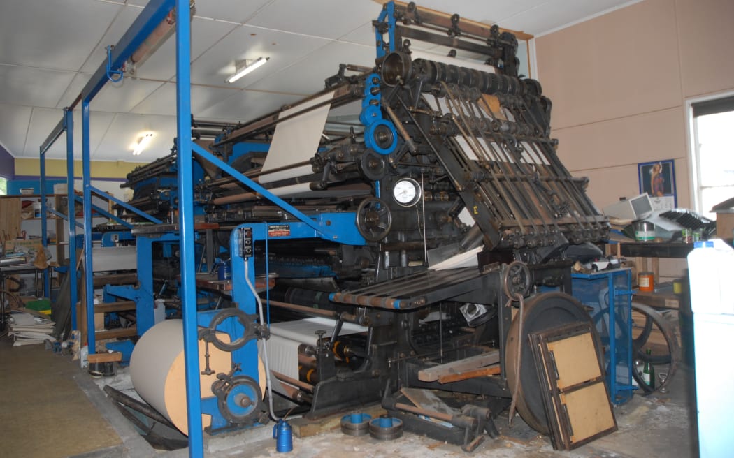 1926 New Type Cossar Press in the Bush Telegraph office, Pahiatua.