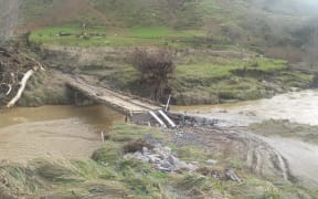 The flooding aftermath at the McBrides' farm.