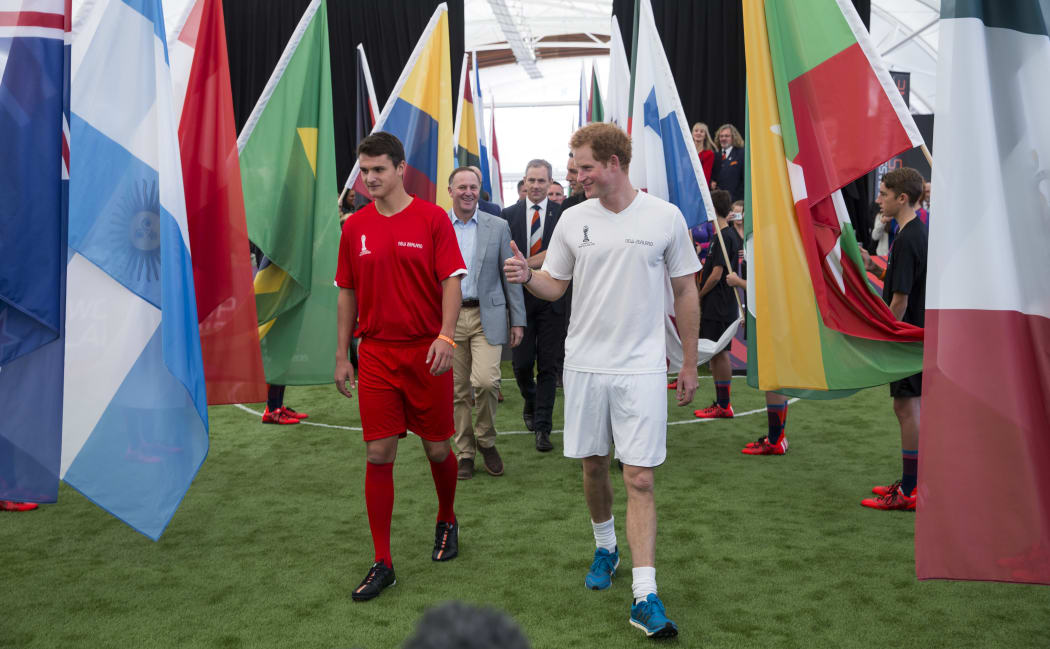 Prince Harry took part in a five-a-side football match during his visit to The Cloud.