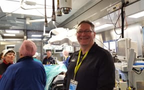 Mark Eager in the mobile surgical bus.