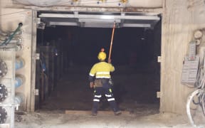 Outside the 30m concrete seal at Pike River mine.