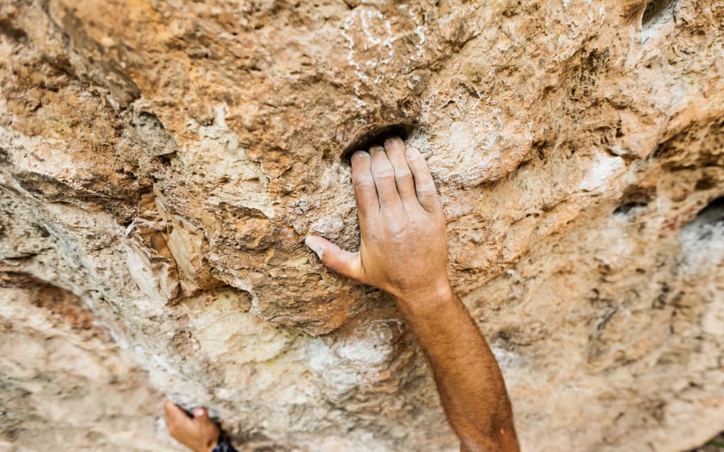 Rock climbing.