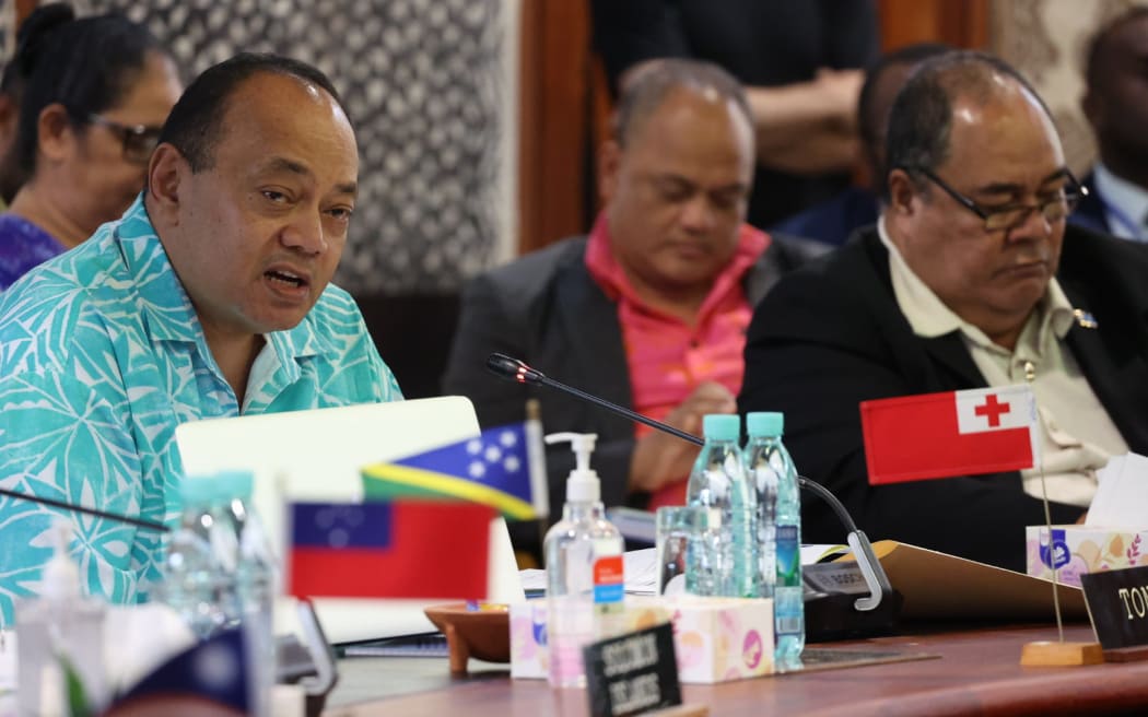 Tonga's Prime Minister Huakavameliku Shosi-Sovaleni attends the Pacific Islands Forum Foreign Ministers' Meeting in Suva. 9 August 2024