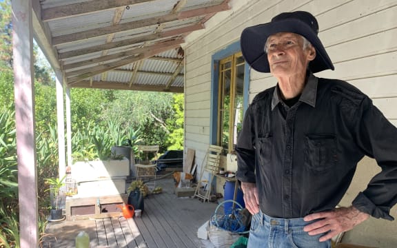 Colin Maclaren at home on Rakino island