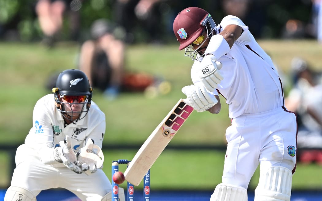 West Indies batsman Shai Hope during play on Day 4 of the first cricket test match between New Zealand and West Indies at Hagley Oval in Christchurch.
