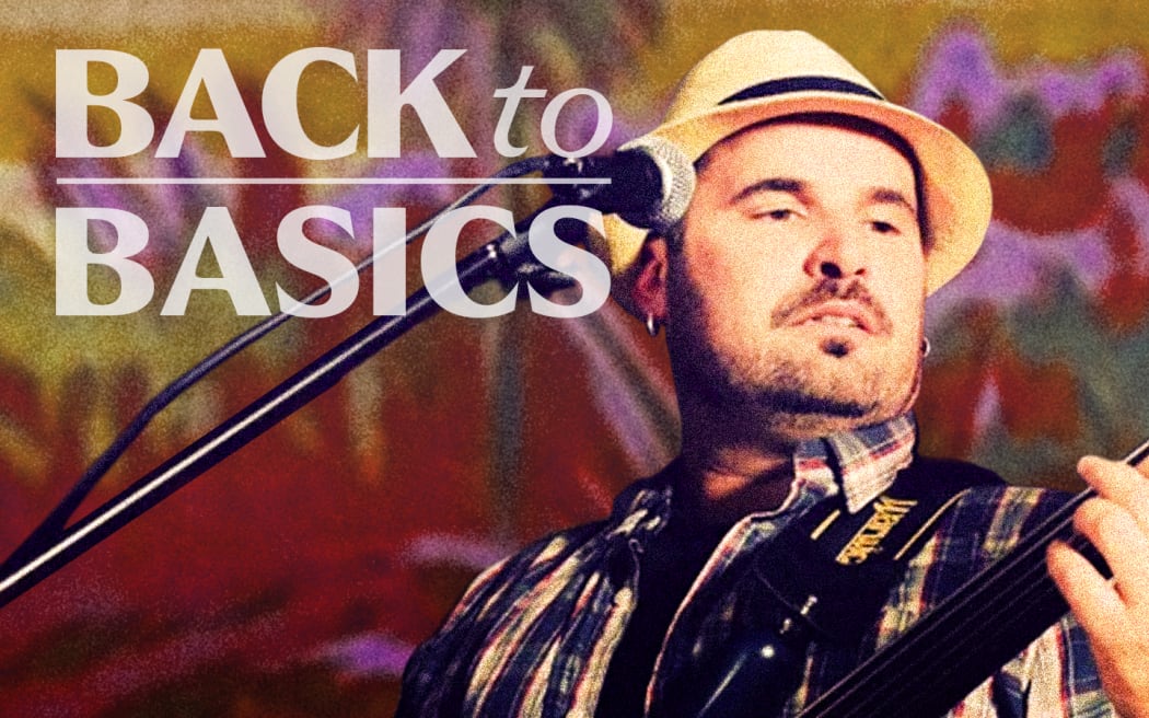 Back to Basics:  Henrique Morales with guitar and mic.