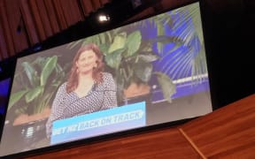 Nicola Willis speaks at the National Party conference, at the Michael Fowler Centre in Wellington, on Saturday 24 June 2023.