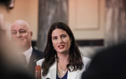 National Party deputy leader Nicola Willis and National Party Christopher Luxon after the Budget 2023 announcement.