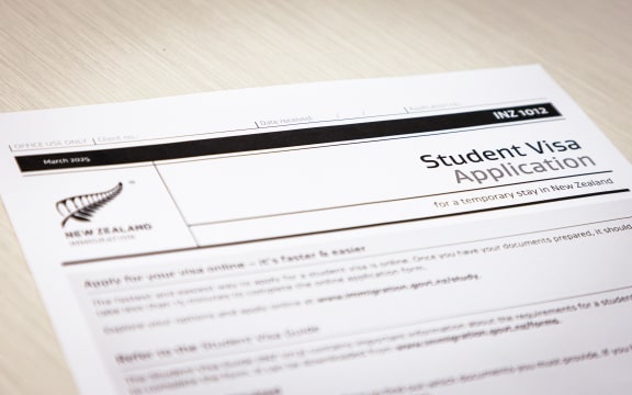 Immigration New Zealand visa application form, student visa.