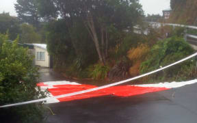 The scene on Wellington's Garden Road where a woman was fatally struck by a vehicle.