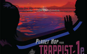 This NASA poster imagines what a trip to TRAPPIST-1e might be like.