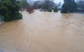 A view up river from Aratuna Bridge on Bridge Street on 17 August 2022.