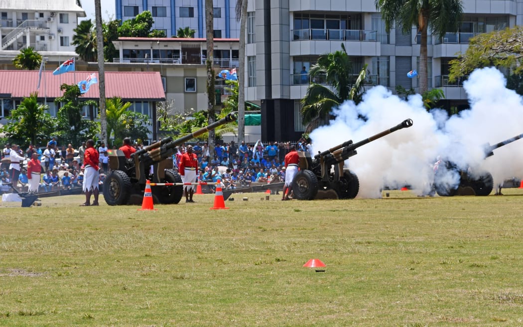 21 Gun Salute at Albert Park, Suva, 10-October-2023