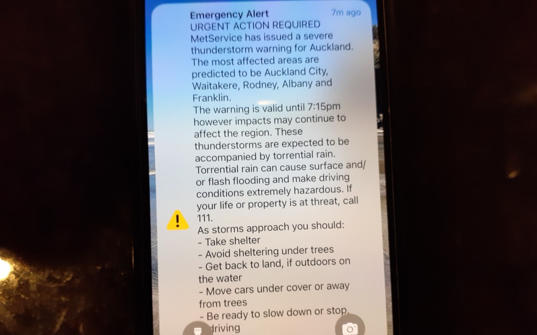 Emergency alert sent Sunday 20 April.