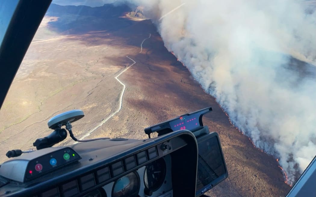 Firefighters continue to battle the Tongariro National Park wildfire. Pics taken on 10 Nov