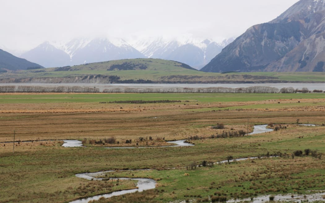The Glenariffe Stream and the Rakaia River in the distance