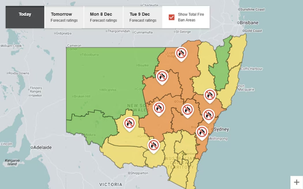 Total fire bans have been declared for nine districts across the state.