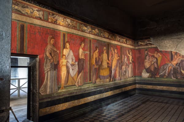 Wall murals in the archaeological ruins of Pompeii, UNESCO, Campania, Italy (Photo by fotojourneys / Robert Harding RF / robertharding via AFP)