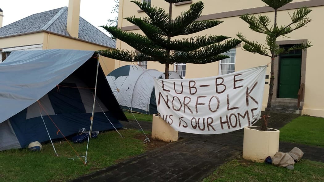 The protest tent on Norfolk Island