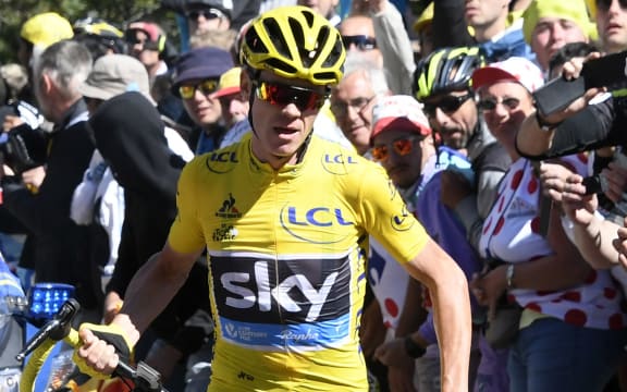 Chris Froome after the crash during the 12th stage.