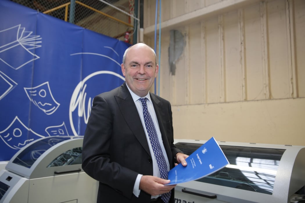 Finance Minister at the printers in Petone where the 2017 Budget is being printed.