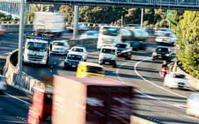 Traffic including trucks on Auckland motorway