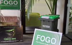 The new food and garden organics (FOGO) kerbside collection service bins. Photo / Mathew Nash