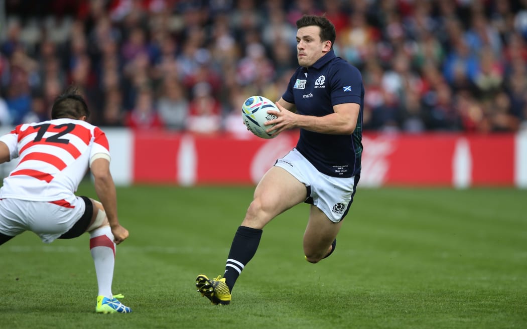 Scotland's Sean Lamont hot on attack during his side's 45-10 win over Japan at the 2015 Rugby World Cup.