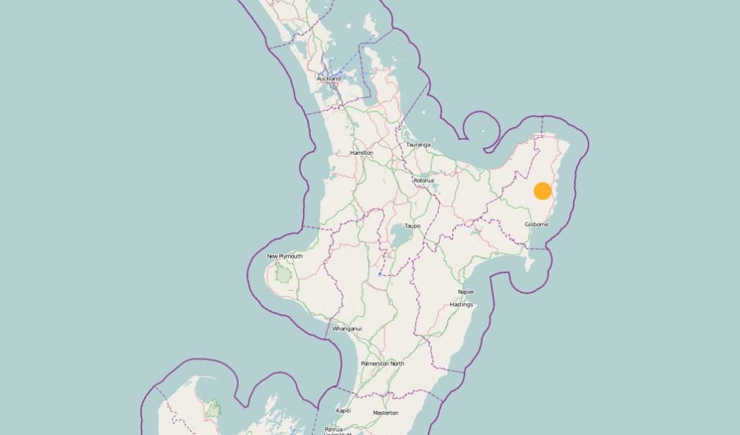 A GeoNet map showing the quake's location