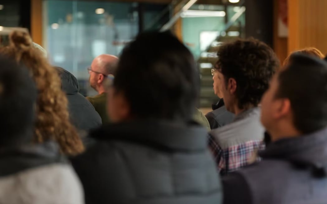 Kaihoe / staff learn of the review and financial headwinds facing Whakaata Māori in a company-wide hui this morning. Photo / David Schaaf