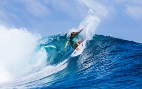 CLOUDBREAK, FIJI - SEPTEMBER 2: WSL Champion Caroline Marks of the United States surfs in Title Match 1 at the Lexus WSL Finals Fiji on September 2, 2025 at Cloudbreak, Tavarua, Fiji. (Photo by Ed Sloane/World Surf League) // World Surf League / Red Bull Content Pool (Photo by Ed Sloane / World Surf League / Red Bull Content Pool via AFP)