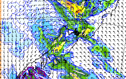 MetService's rainfall forecast map for 9pm Tuesday 11 May.