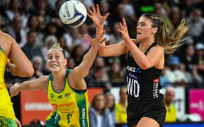 Kate Heffernan in action for the Silver Ferns against Australia.