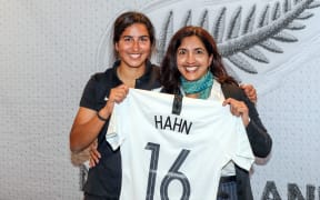 Maya Hahn at her NZF U-17 Women shirt presentation in 2018.