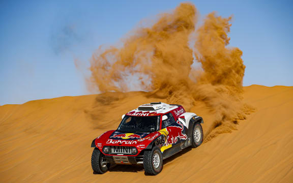 Spain's Carlos Sainz Mini John Cooper Works Buggy in Dakar Rally.