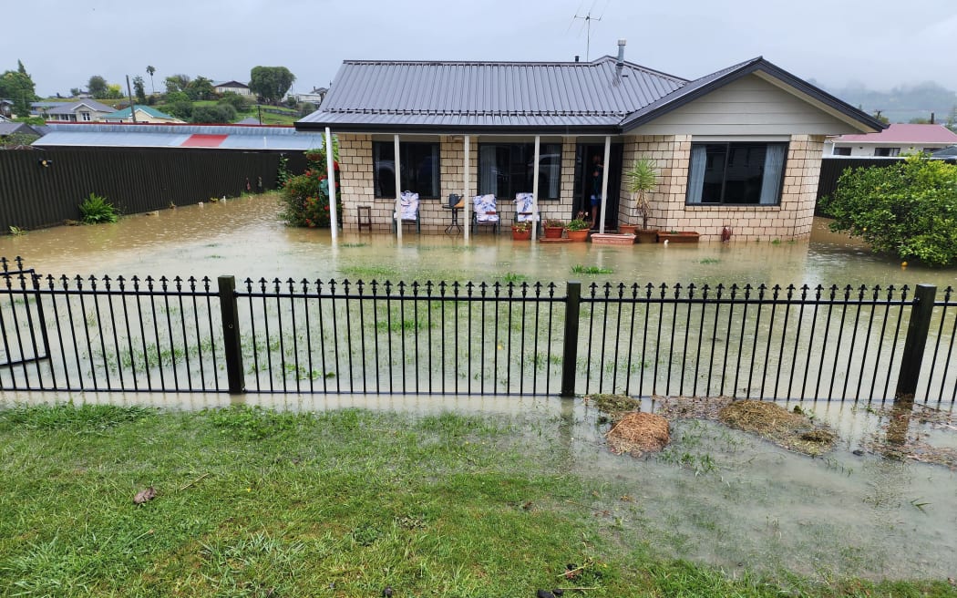 Flooding in Duke Street Te Kuiti, Waikato, on 29 January 2023. A local state of emergency was declared in the town the night before