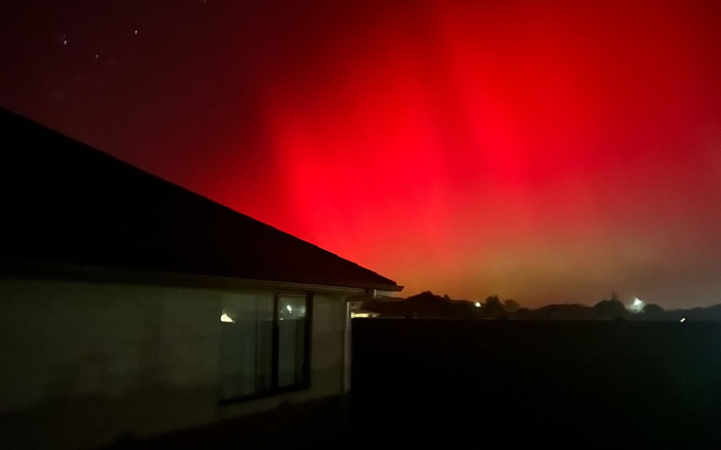 Aurora lights in Cambridge, Waikato on 11 May, 2024.
