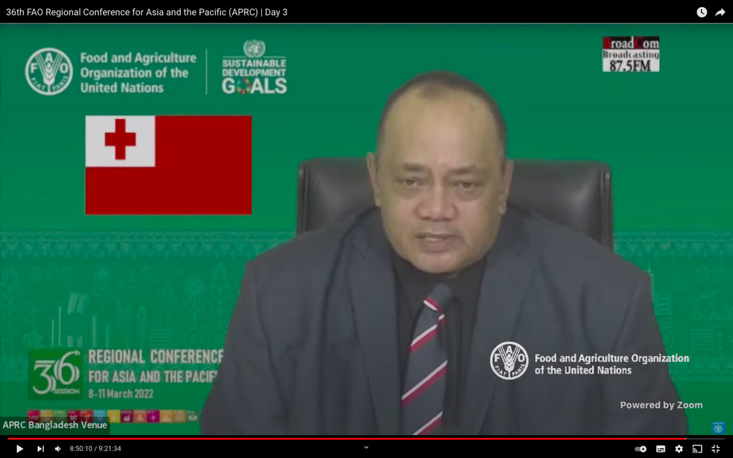 Tongan PM Hu'akavameiliku Siaosi Sovaleni attend the FAO regional conference virtually