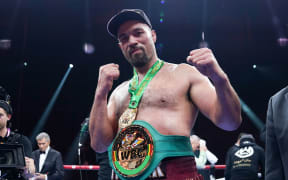 Joseph Parker following his unanimous points win over Deontay Wilder in Saudi Arabia.