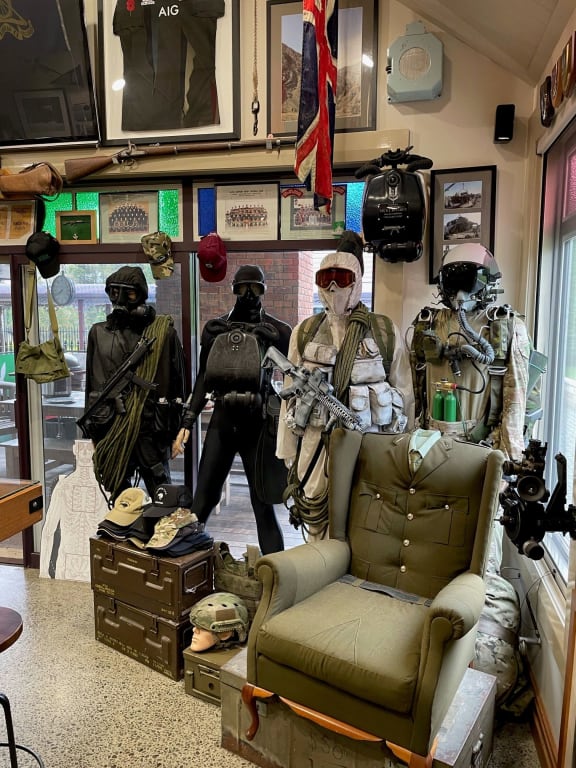Military memorabilia in former soldier Gary Brandon's house.