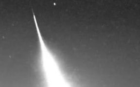 A fireball which landed in Hawkes Bay in March 2025, as captured by a Fireballs Aotearoa meteor camera in Rotorua.