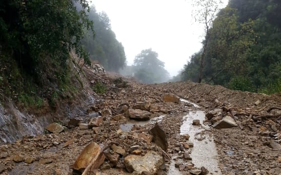A landslide blocked Graham Valley Road in Tasman District.